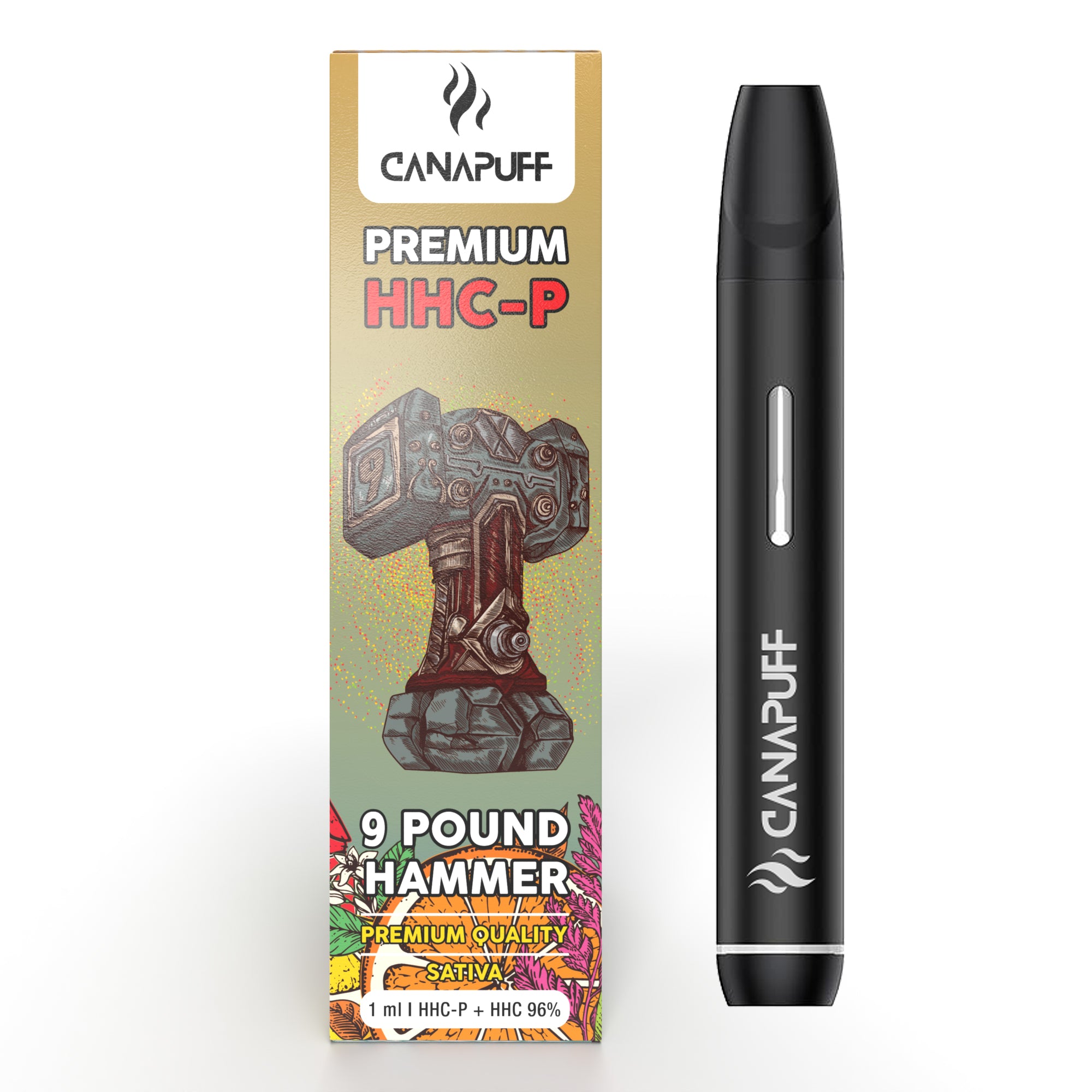 9 POUND HAMMER 96% HHC-P - CanaPuff - ONE USE - 1ml
