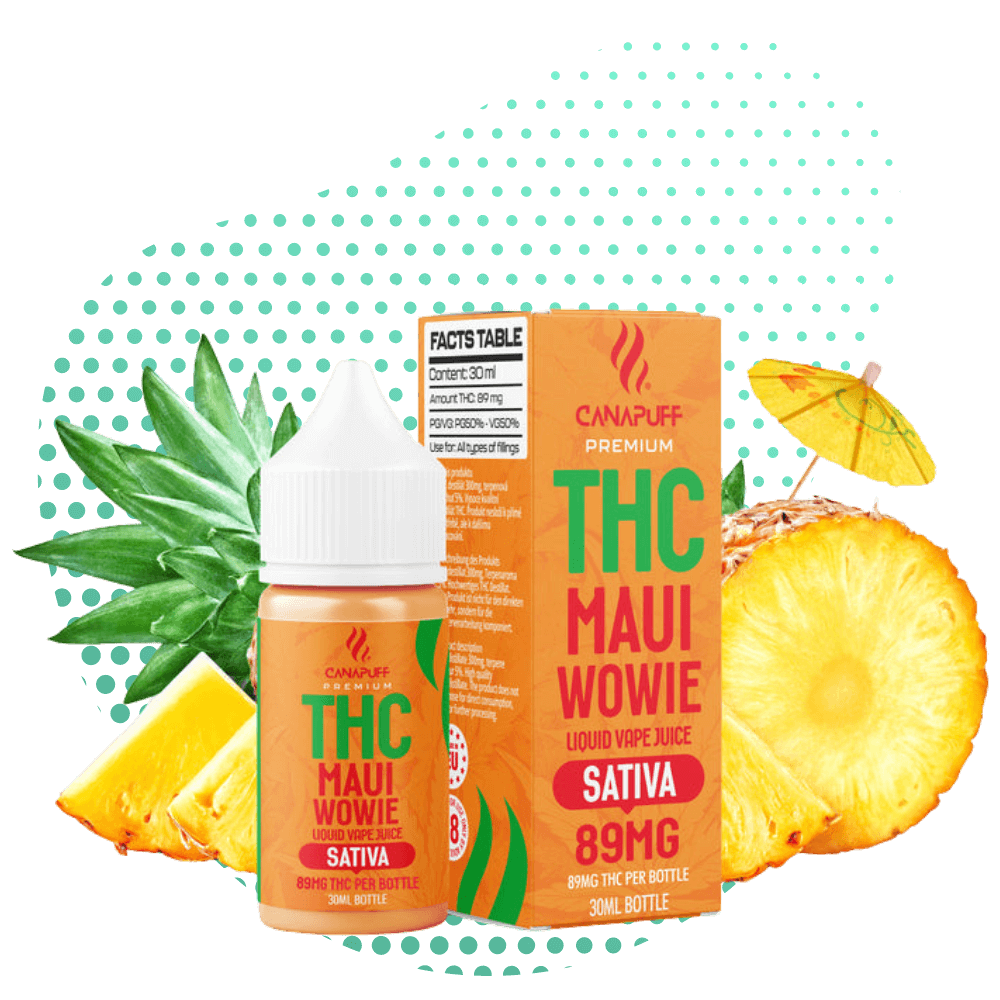 THC Liquid 89mg - Maui Wowie, tropical flavor & uplifting effects